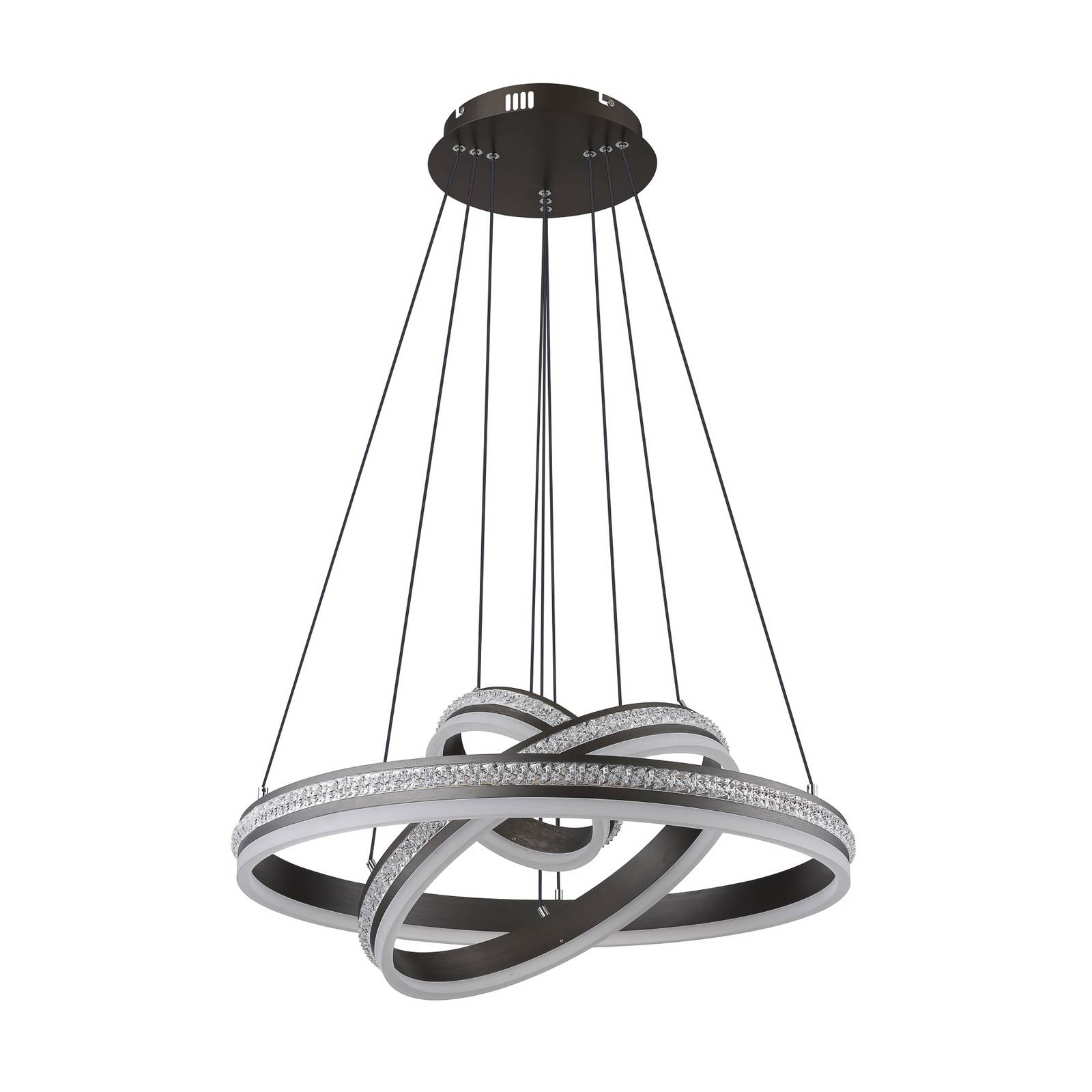 LED-Hängelampe Grouni, Ø 60 cm, titanfarben, CCT, Metall