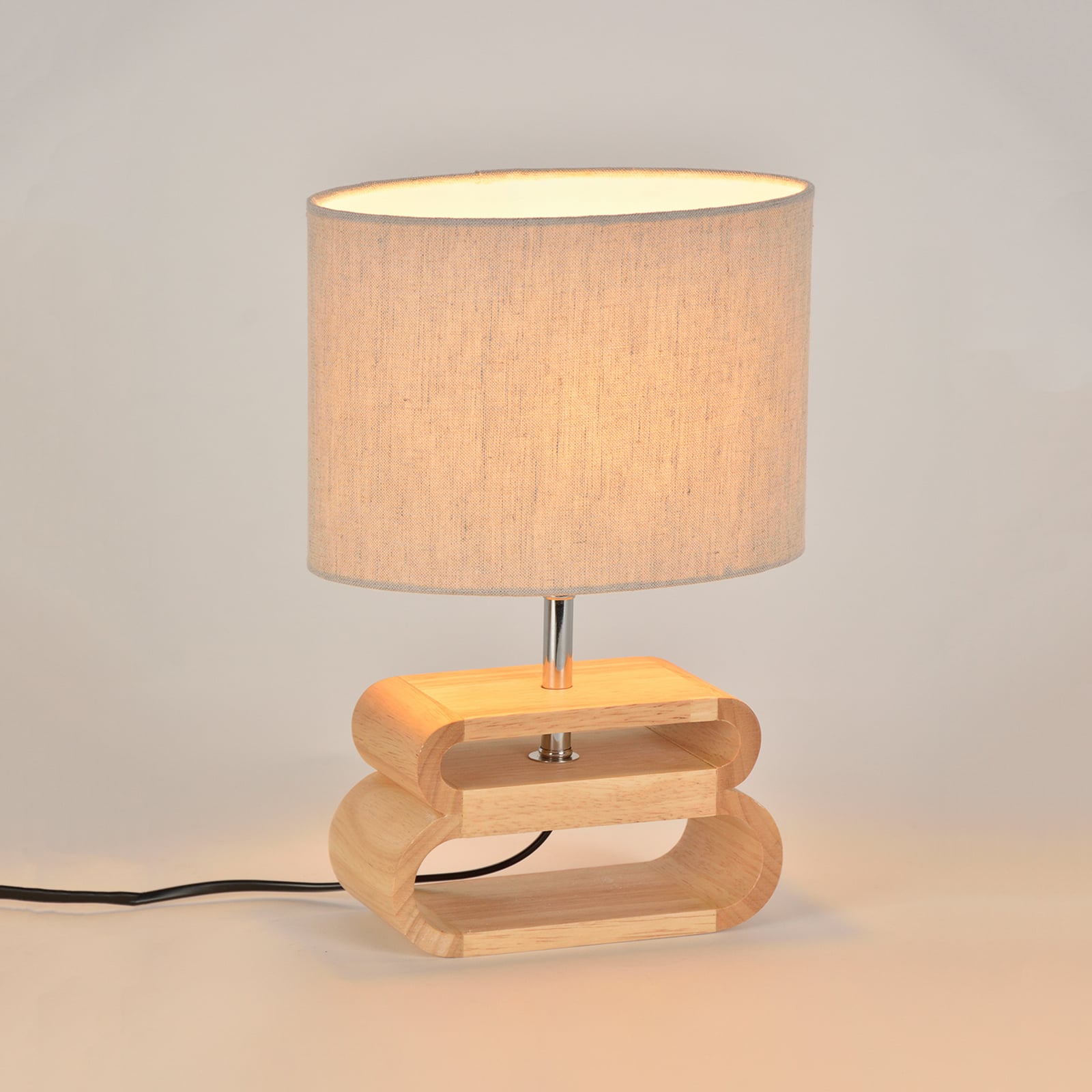 Lampada da tavolo Oslo bianco/legno chiaro, altezza 30 cm - COREP SAS