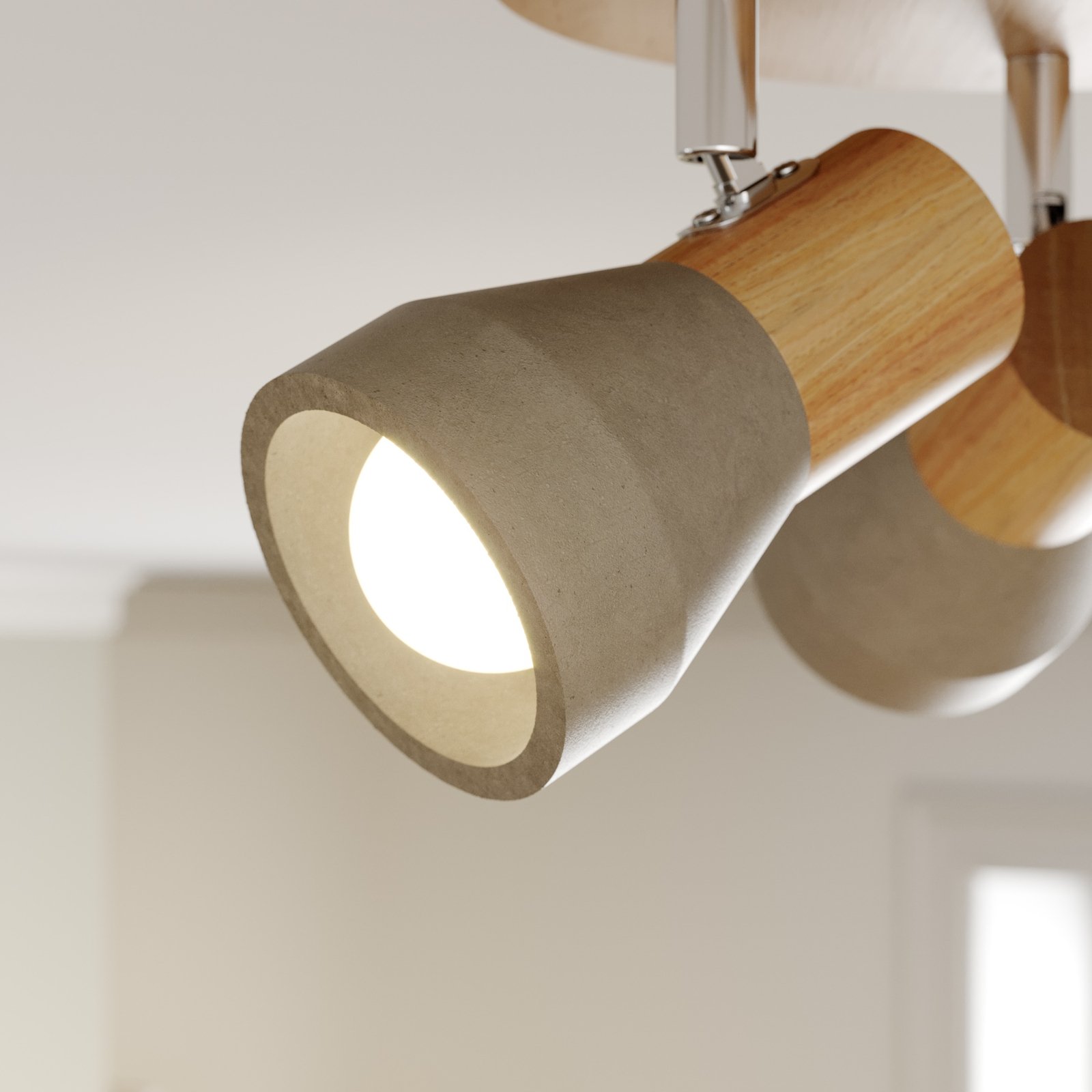 Filiz Round Taklampe Concrete/Wood - Lindby