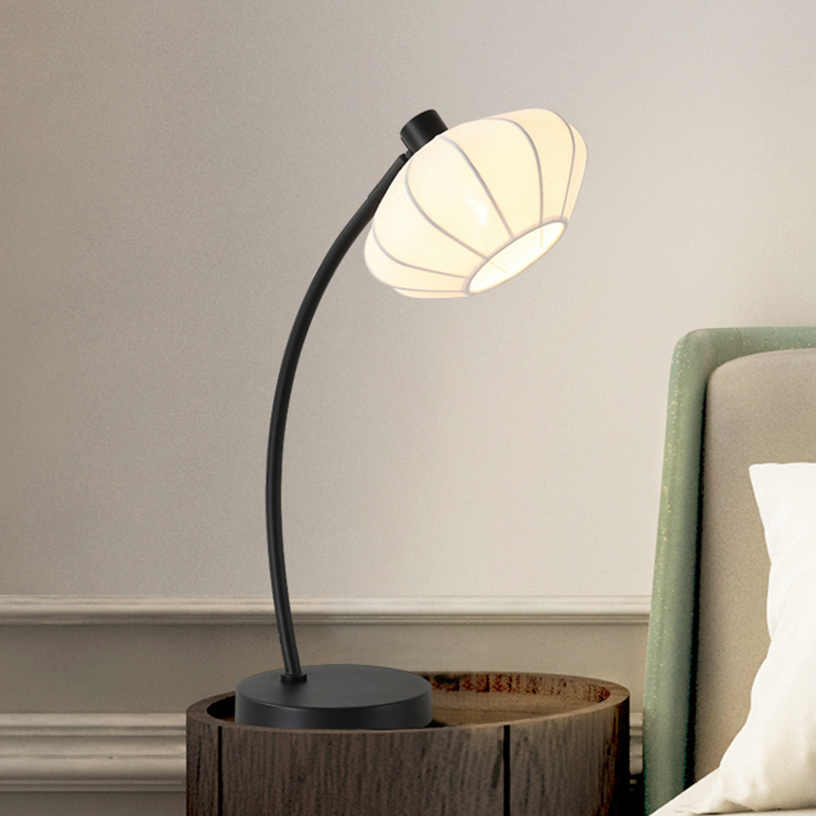 Searchlight Lampa de masă Radiant negru/alb înălțime 48 cm metal/țesătură - Camera de zi / sufragerie - negru alb