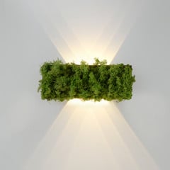 Green Carlo LED sienas apgaismojums, uz augšu/uz leju, īstas sūnas