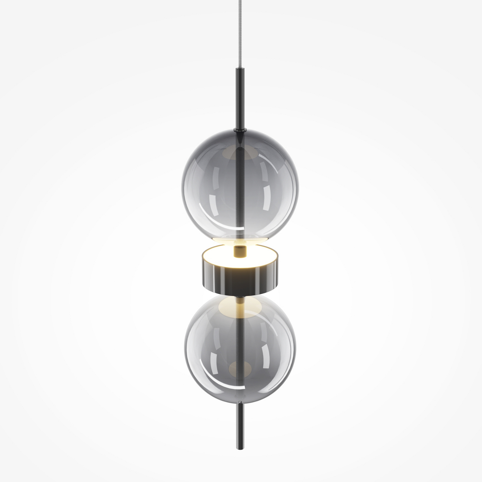 LED viseća svjetiljka DOUBLE MOON, dimno siva, Ø 12 cm, staklo LED viseća svjetiljka DOUBLE MOON, dimno siva, Ø 12 cm, staklo