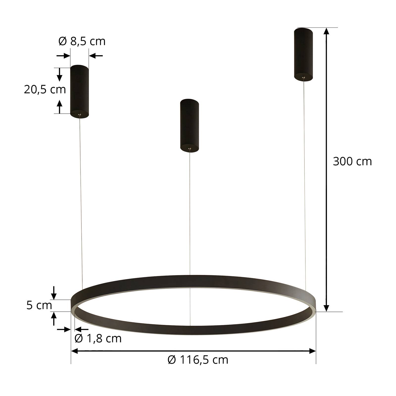 Arcchio Answin żyrandol LED 88 W czarny