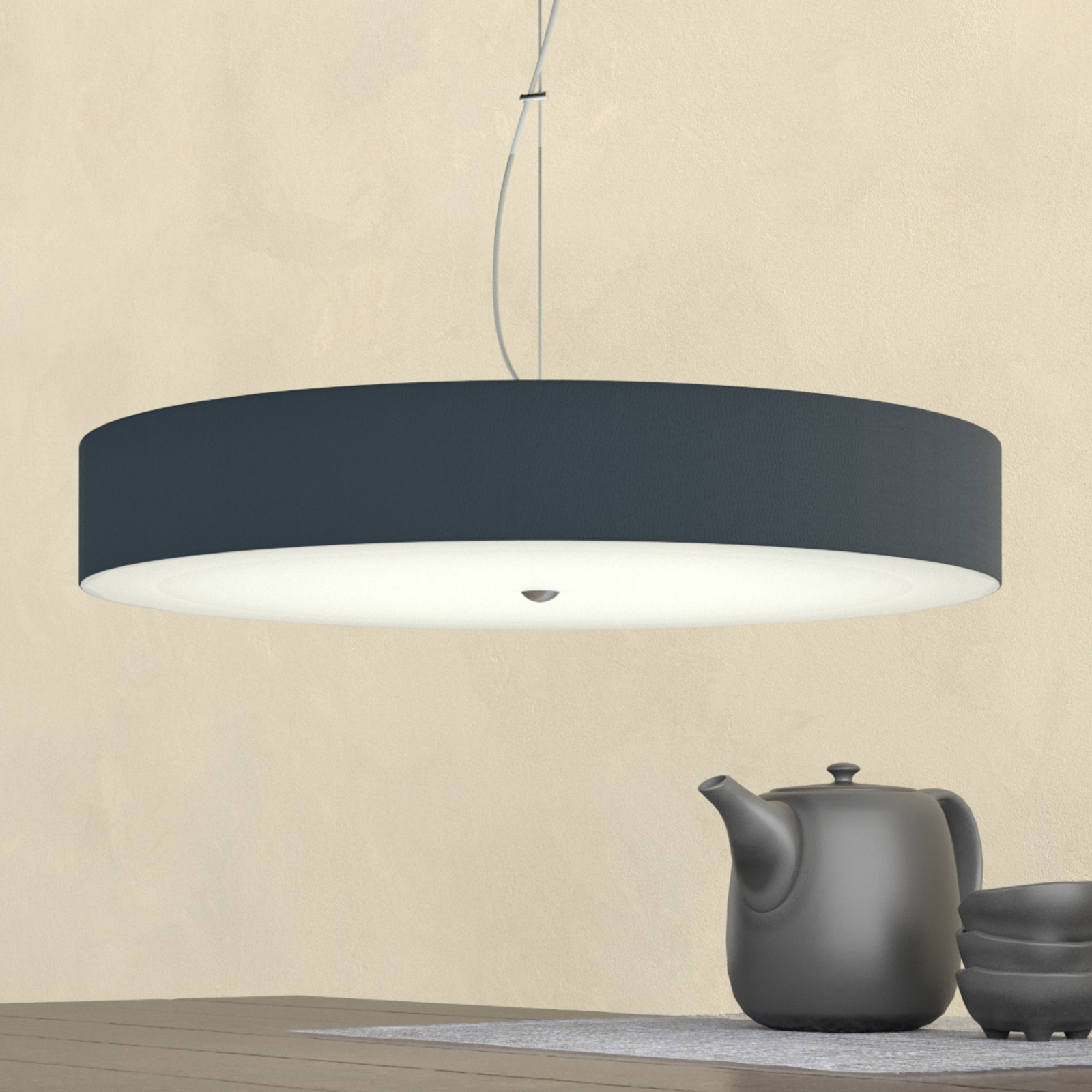 Hufnagel Lampă suspendată Alea gri-ardezie - Camera de zi / sufragerie - modern - alb gri-argintiu gri-ardezie - Țesătură / Textil