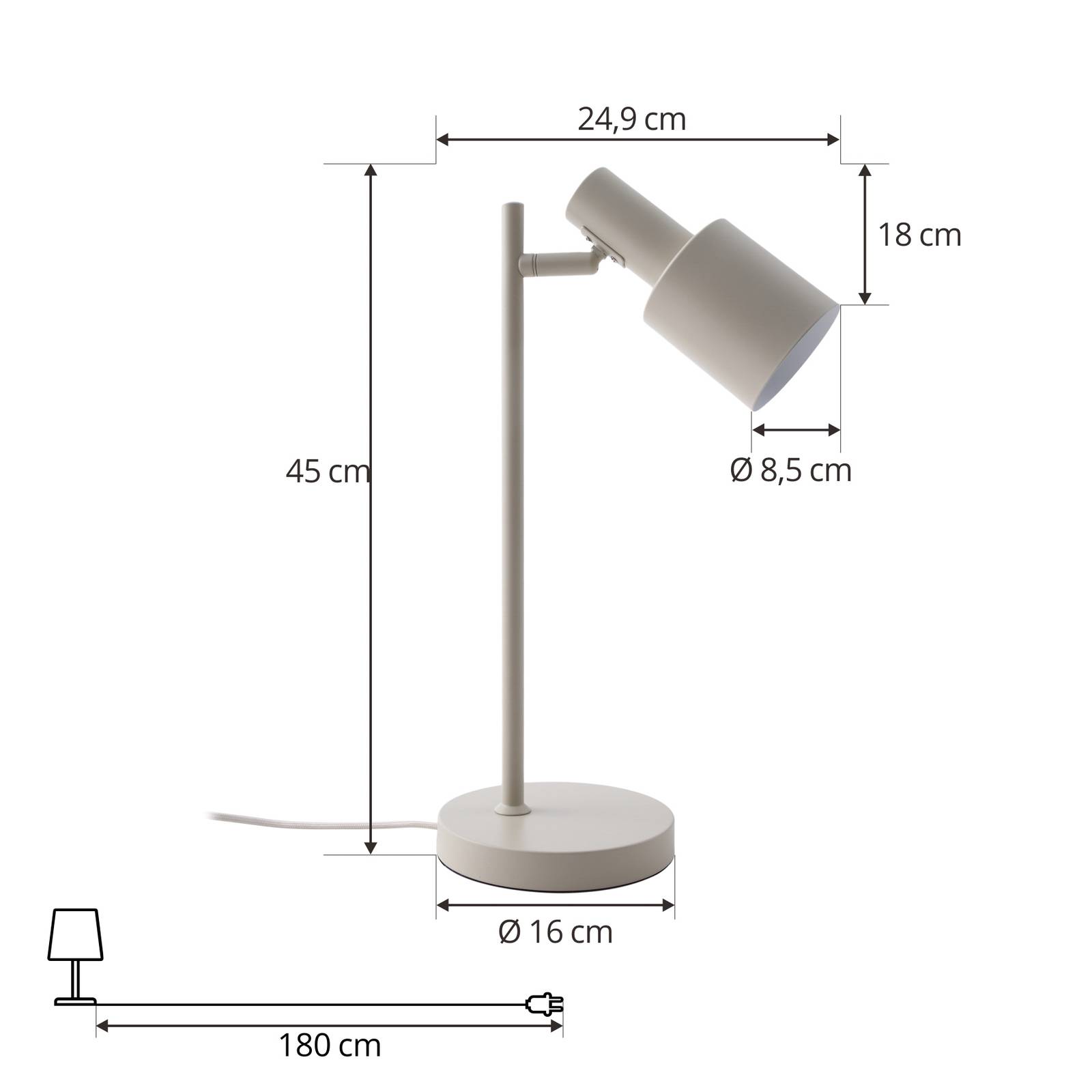 Lampa stołowa Lindby Ovelia, beżowy, metal, E27