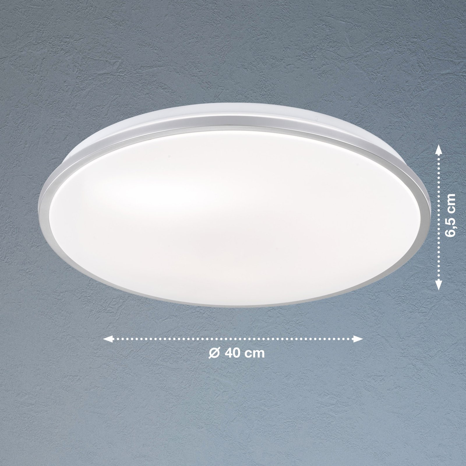 Stropní svítidlo Jaso LED, stmívatelné, Ø 40 cm, stříbrné
