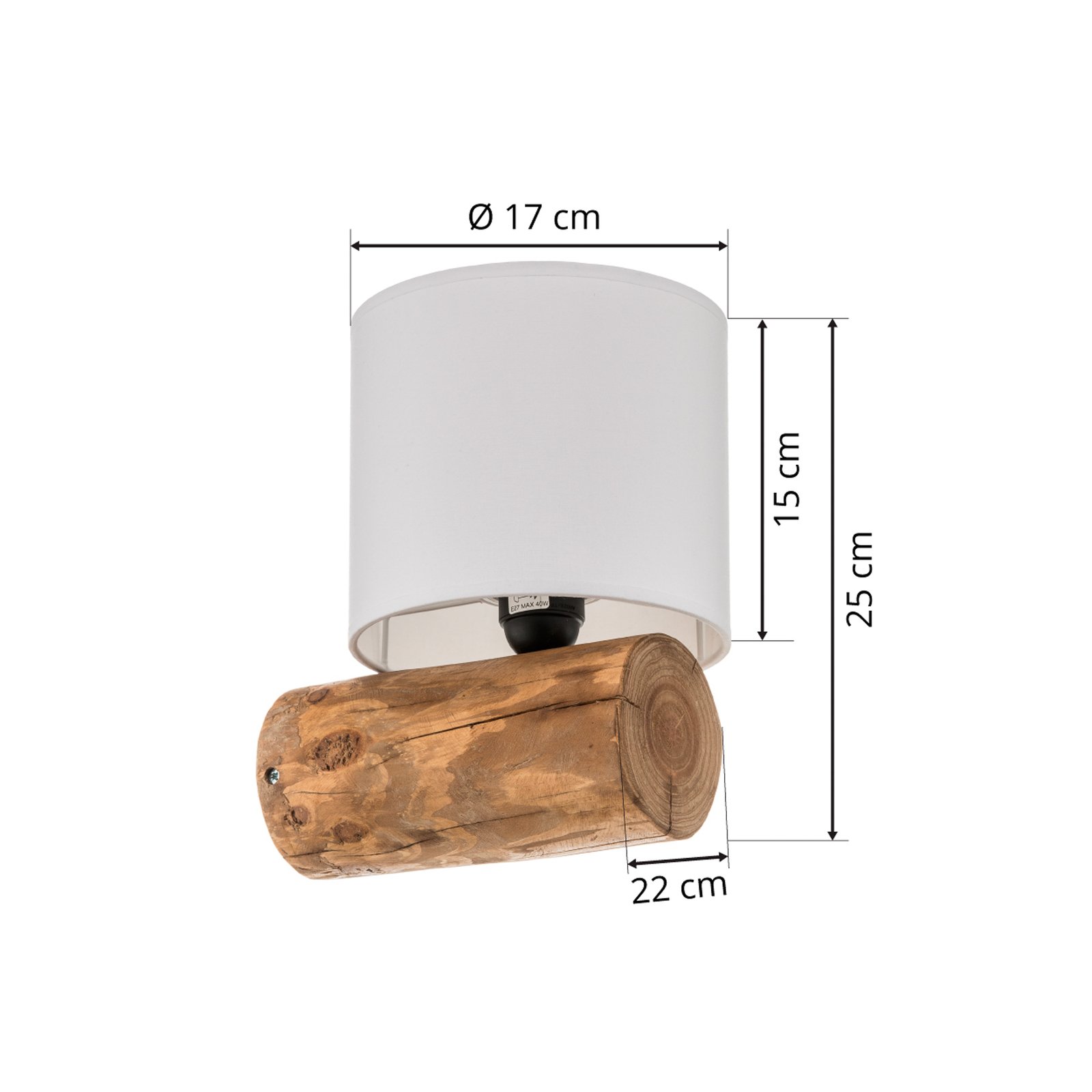 Pino Simple wall light white lampshade brown frame