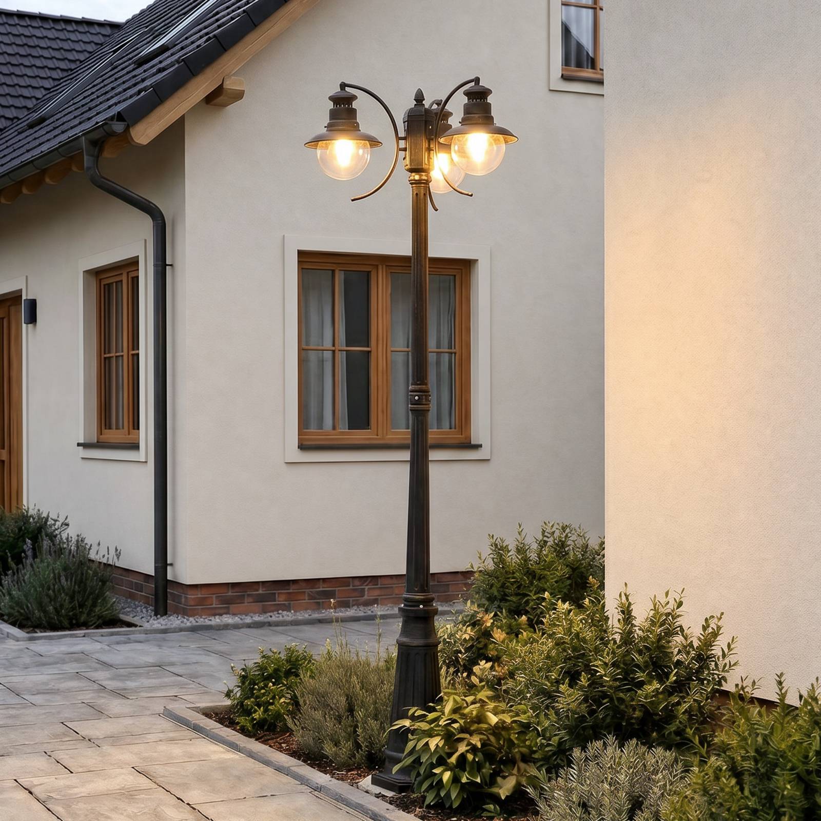 Lindby luminaire d'extérieur Eddie, 198 cm, rouille, métal, IP44, E27