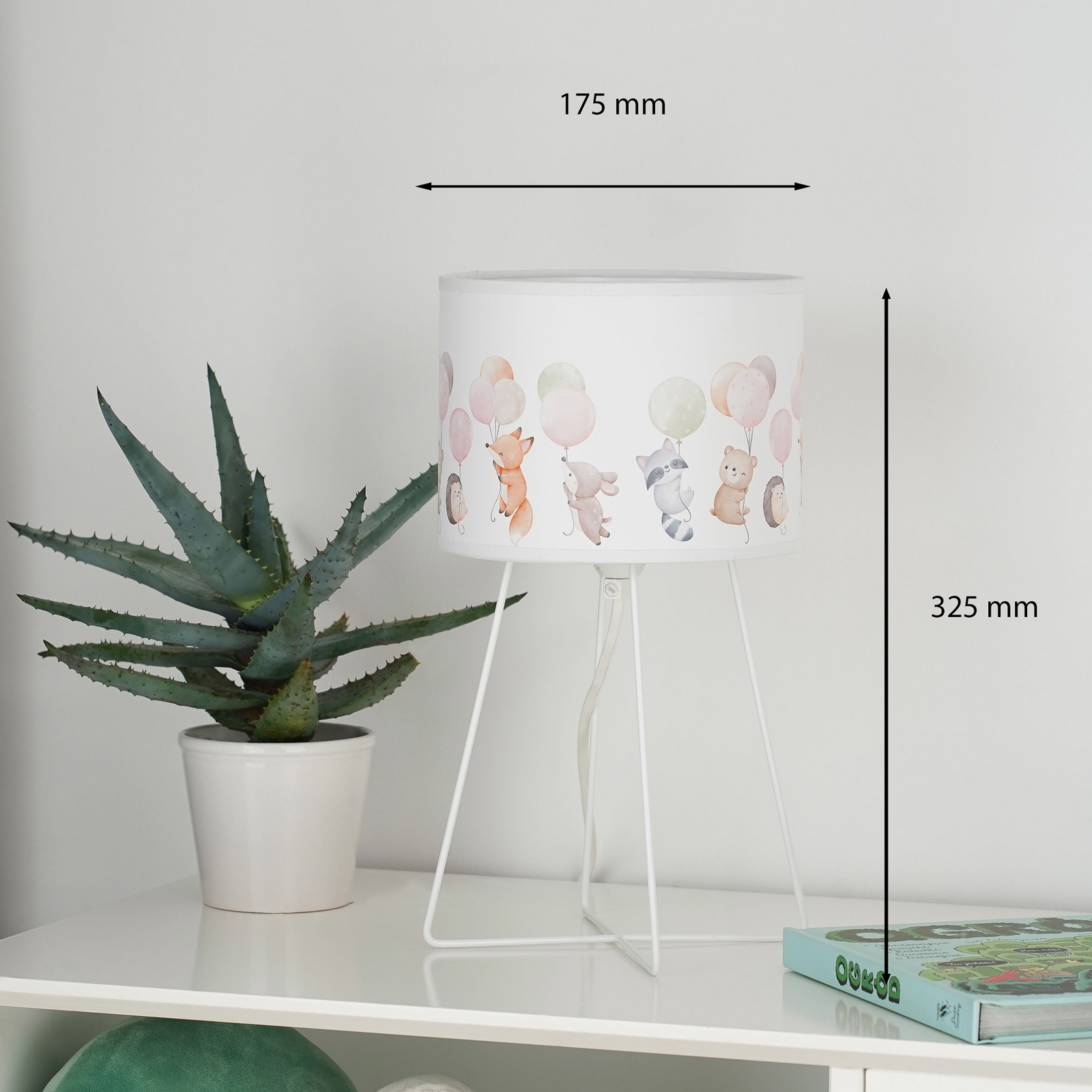 Freddy table lamp, colourful, animals, E14, height 32.5 cm