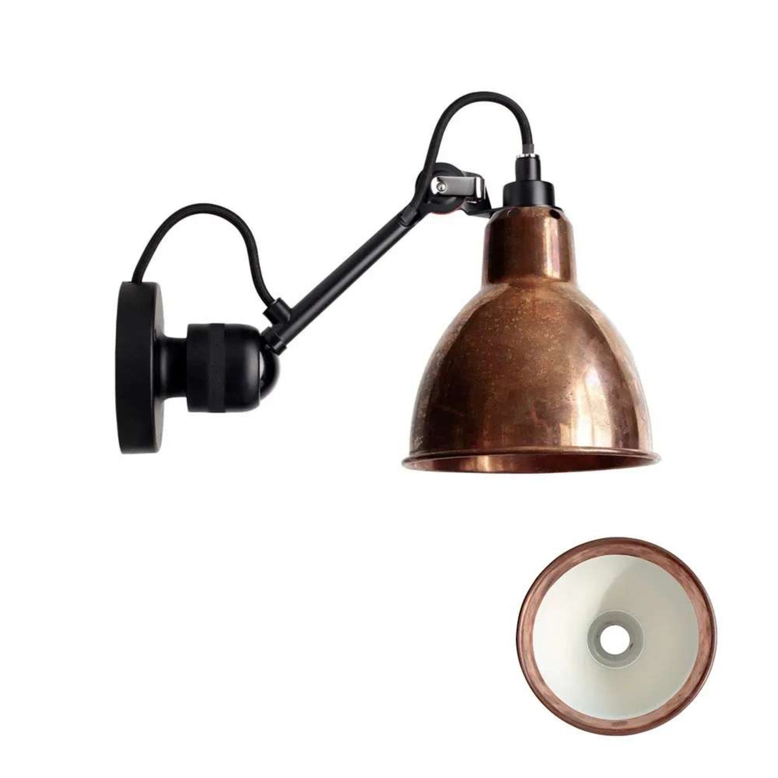 304 Aplique de Pared Negro/Cobre Crudo/ Blanco - Lampe Gras