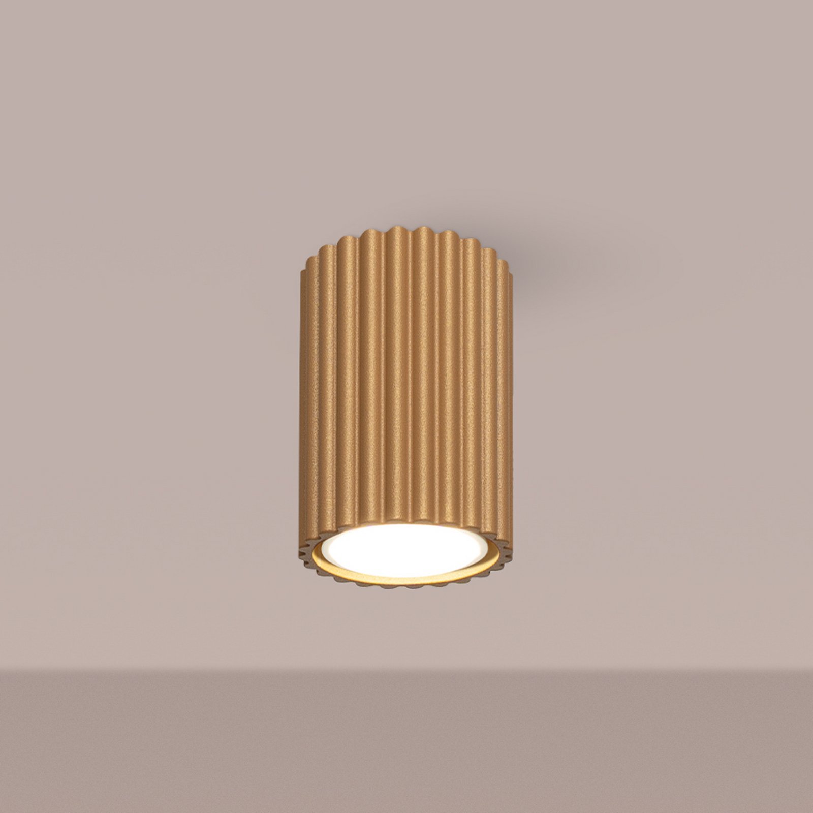 Deckenleuchte Karbon, goldfarben, Höhe 10 cm, Aluminium