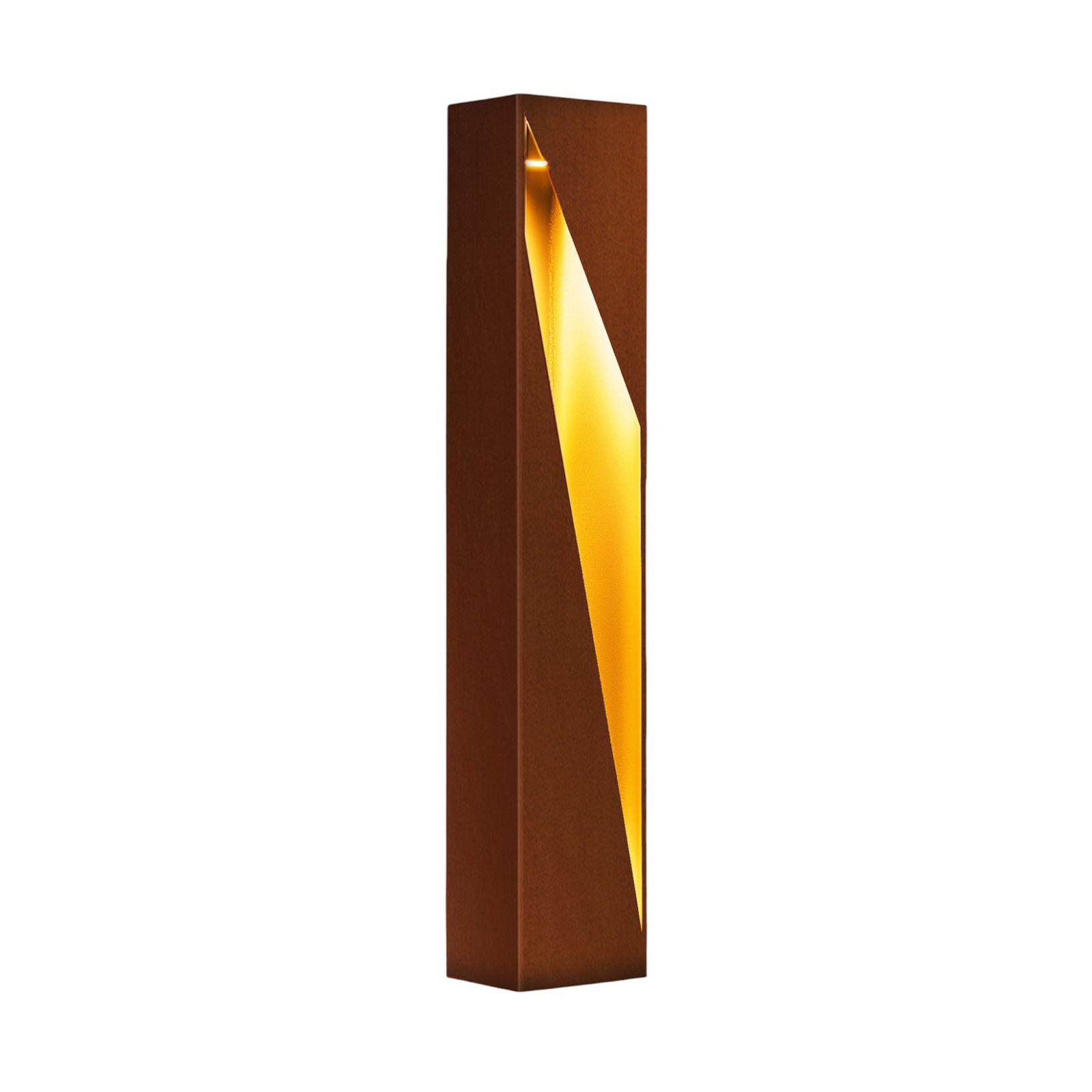 Lucande LED ceļa apgaismojums CUT, 100 cm, metāls, rūsas/zelta, IP65