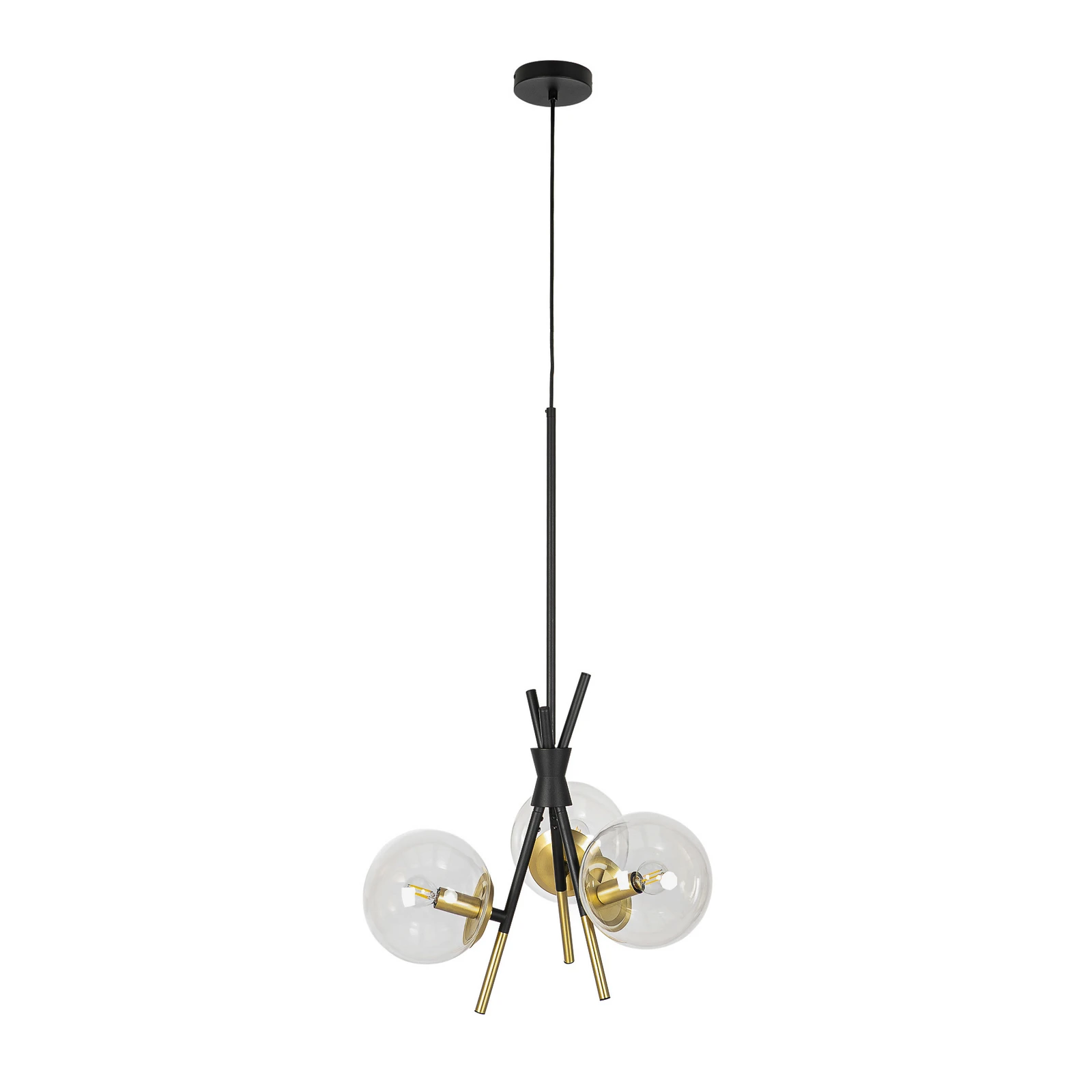 Viseća lampa Lucande Sotiana, 3 žarulje, okrugla, mesing