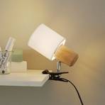 Clampspots modern csíptetős lámpa, fehér búrával