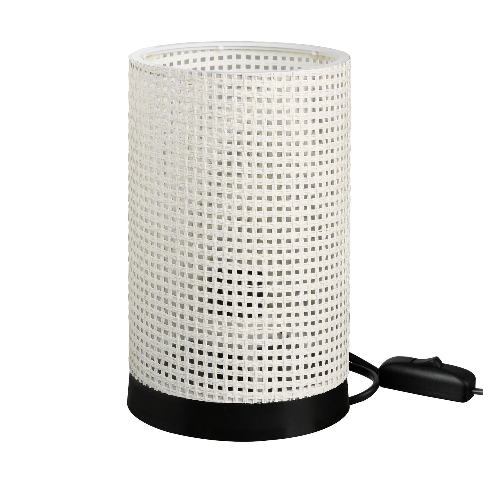 Lampa stołowa Tina, wzór biały, cylindryczna, Ø 14 cm