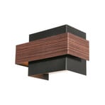 LED wall light Muro 3368, wood look, up/down, G9, 2,700 K