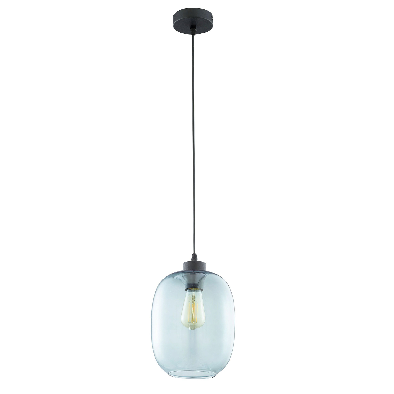 Hanglamp Elio, glas, blauw, 1-lamp