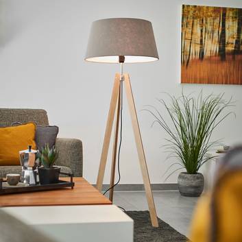 Moderne Designer Stehlampe mit 4 Lampenschirmen in weiß Wohnzimmer LED geeignet Höhe 160 cm schwarz und beige grau Lounge