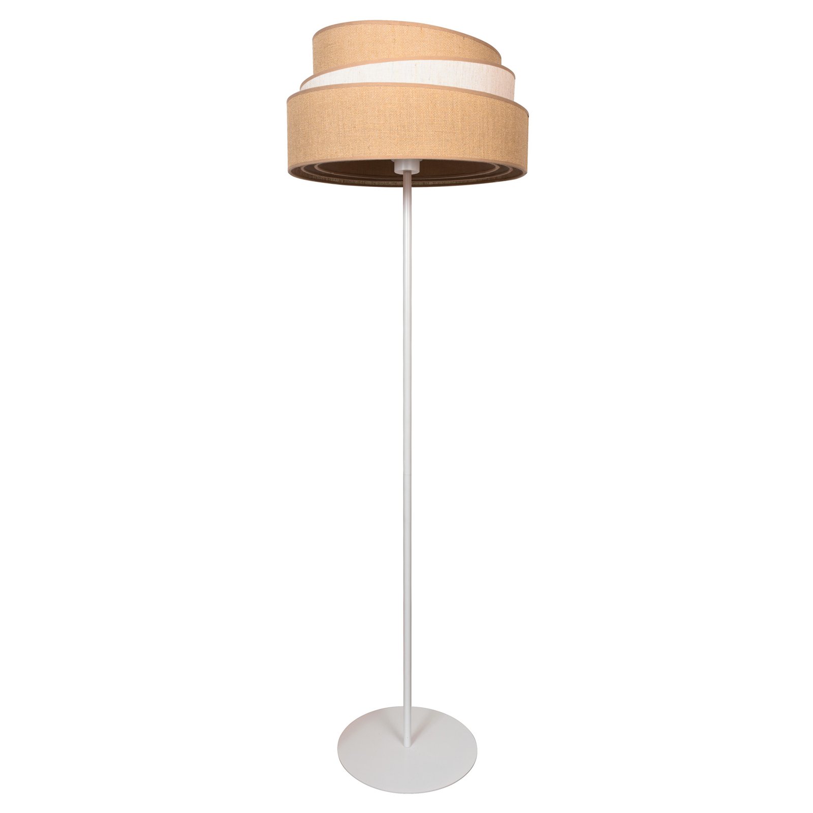 Stojací lampa Trio jute, hnědá/bílá, výška 145cm