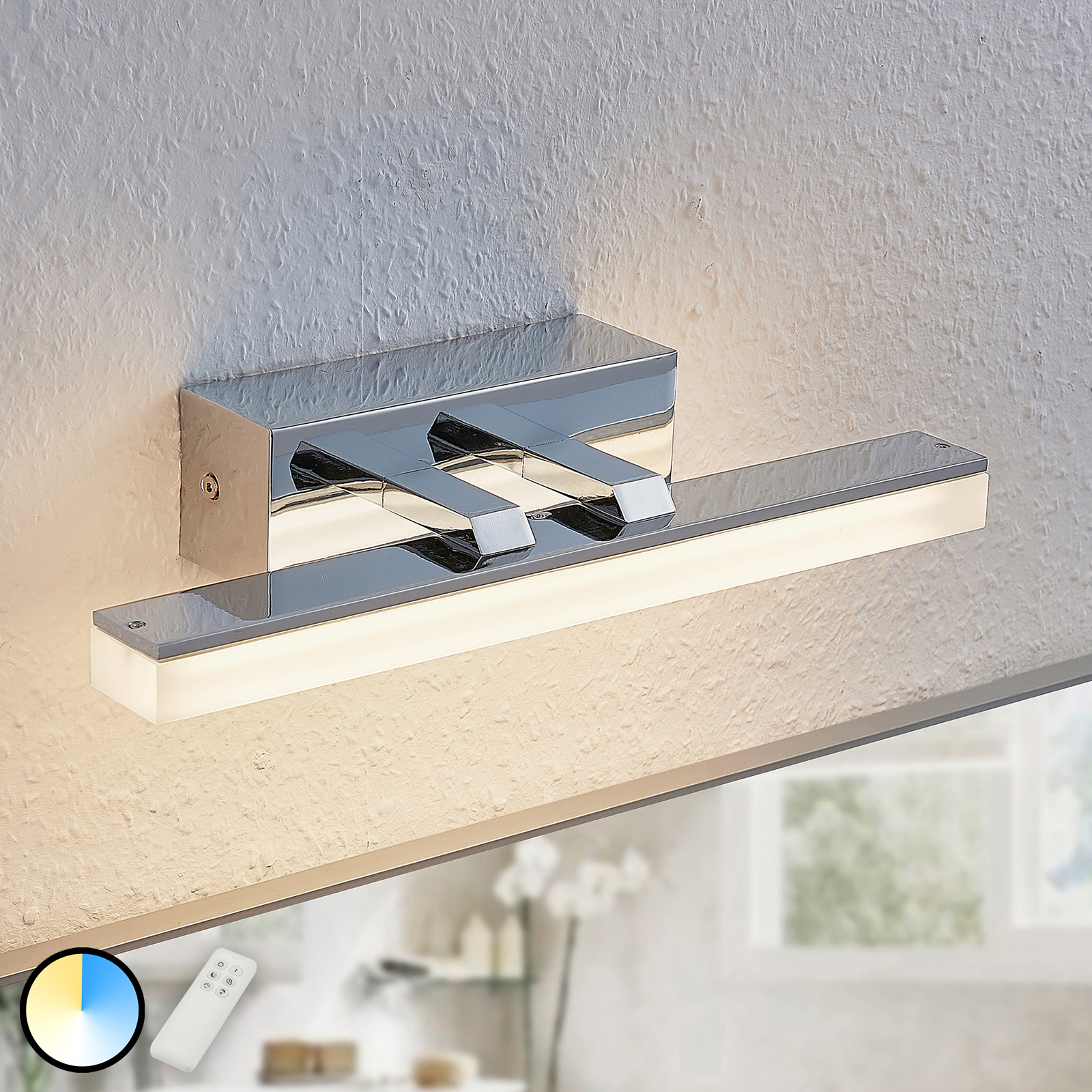 Lindby Bernie LED mirror light, CCT, IP44, 32 cm, for Bathroom, metal, plastic, 6 W, energy efficiency: A+, W: 32 cm, H: 5.5 cm