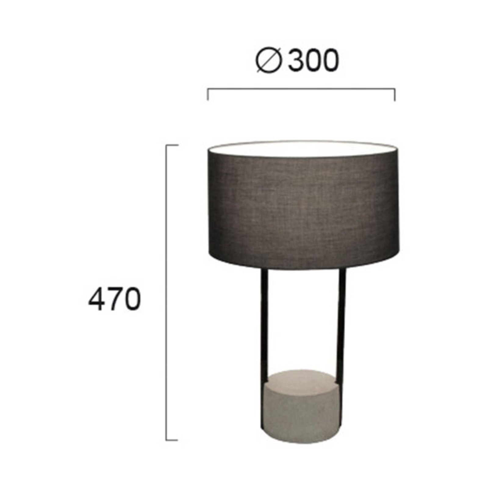 Allegro table lamp with a fabric lampshade, grey