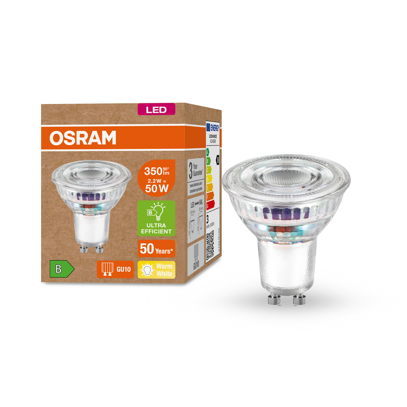 OSRAM LED-Reflektor GU10 PAR16 2,2W 350lm 827 36°