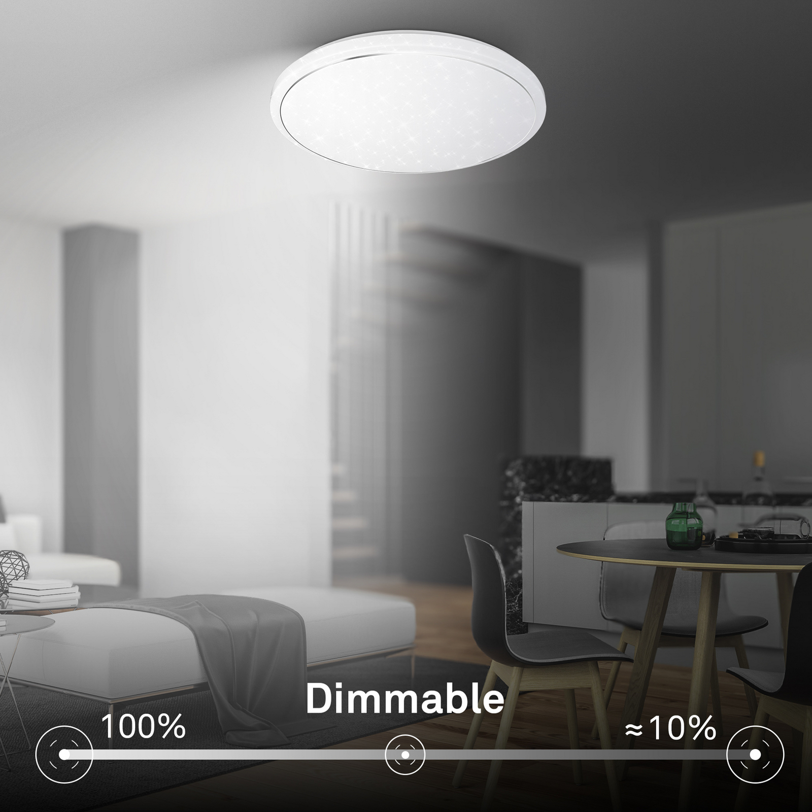 Stropné LED svetlo Star, biele, hviezdicový dekor, CCT, stmievateľné