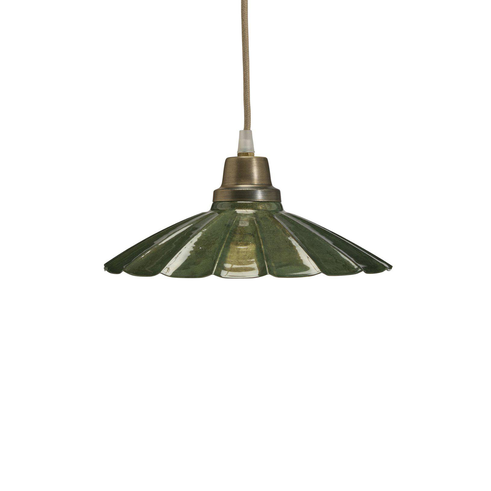 PR Home pendant light Ester, green, Ø 24 cm, iron, plug