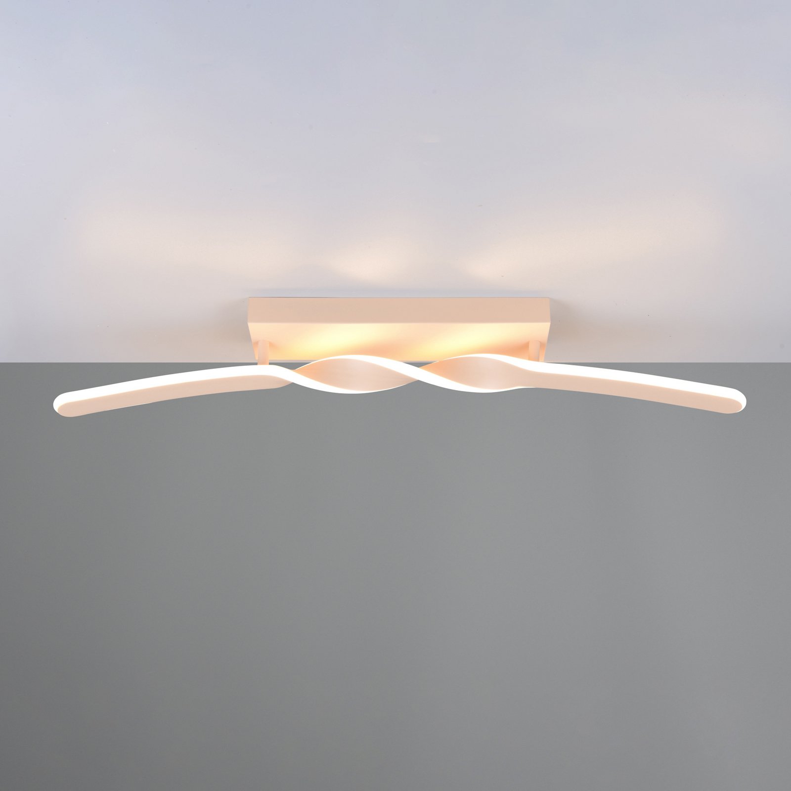 LED ceiling light Ginko, sand, metal, length 79 cm