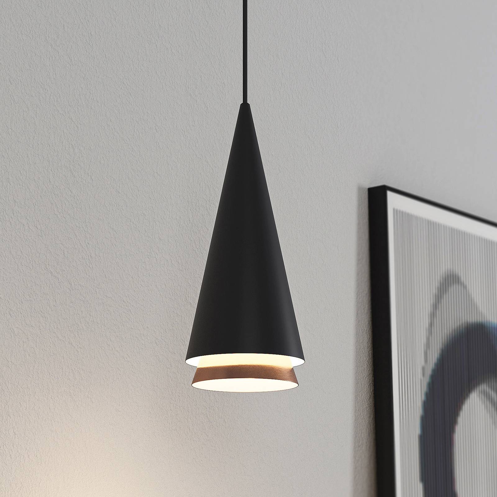 Lucande Naoh hanglamp, 1-lamp, zwart