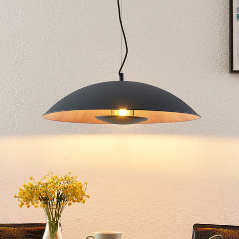 Lindby Entony suspension, noire, couleur bois