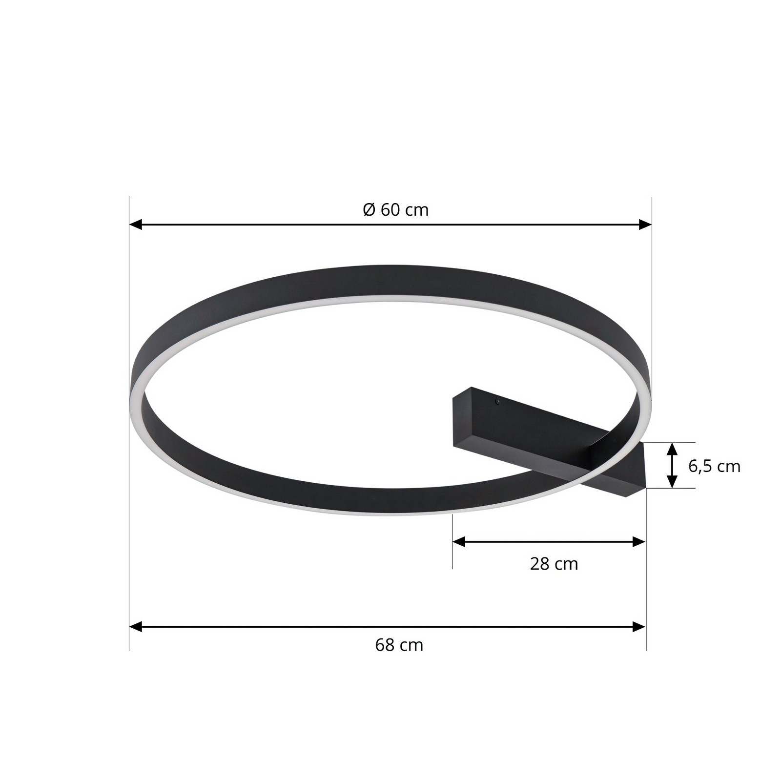 Plafonnier LED Isalin, noir, CCT, à intensité variable - Lucande