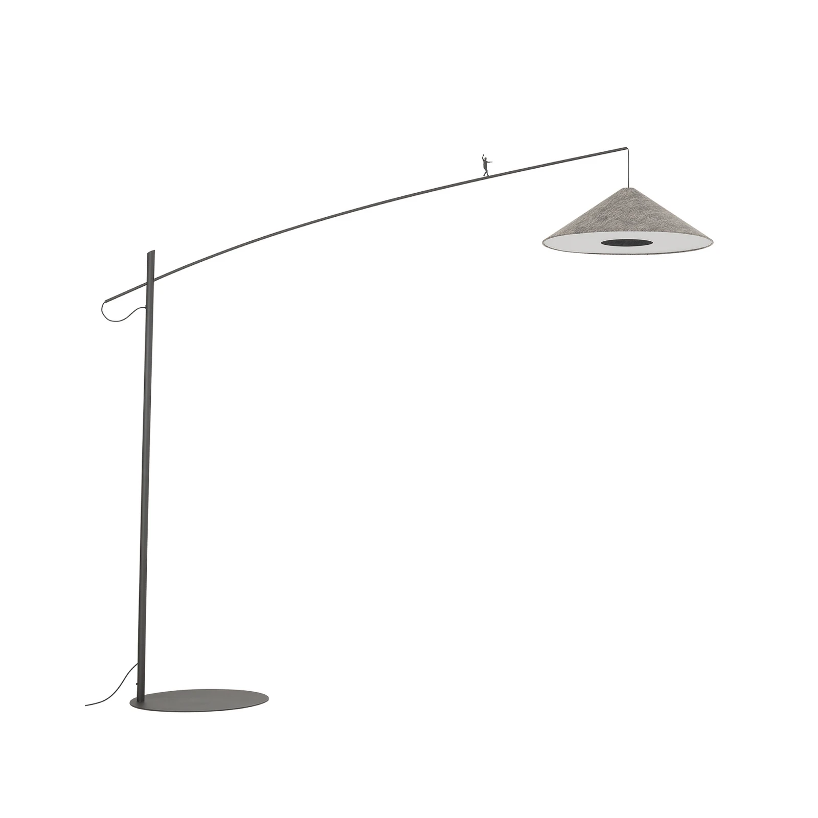 Bogenlampe Poise, umbragrau, Stahl, Textil, Ausladung 260 cm