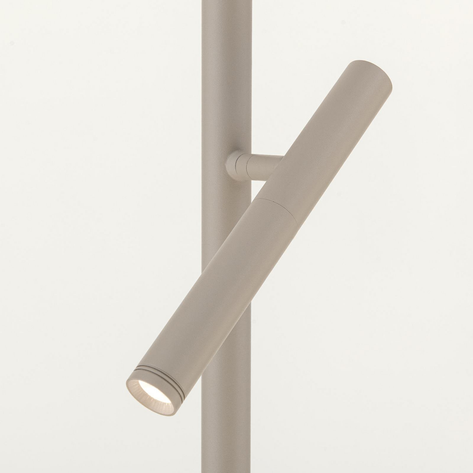 LED vloerlamp Teide, kaki, metaal, leeslamp, dimmer