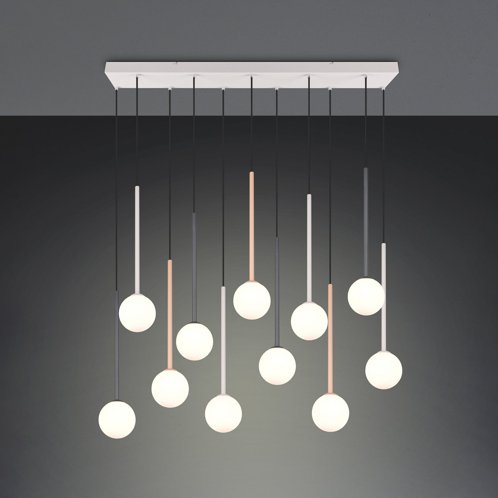Trio Lighting Висяща лампа „Firano“, цветна, дължина 129 см, метал, 11-лампова.