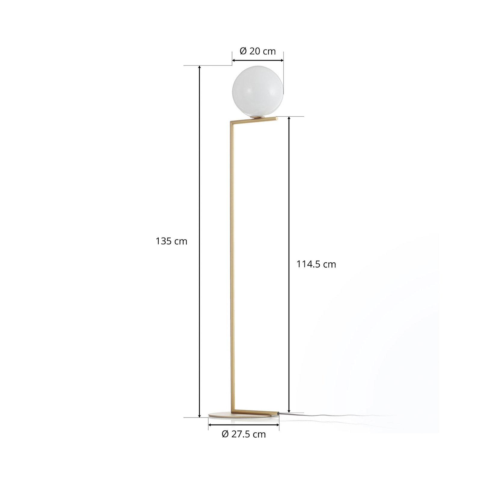 FLOS IC F1 gulvlampe, børstet messing