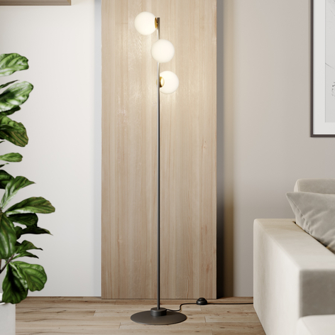 Golvlampa Gama 3 i svart med tre glaskulor