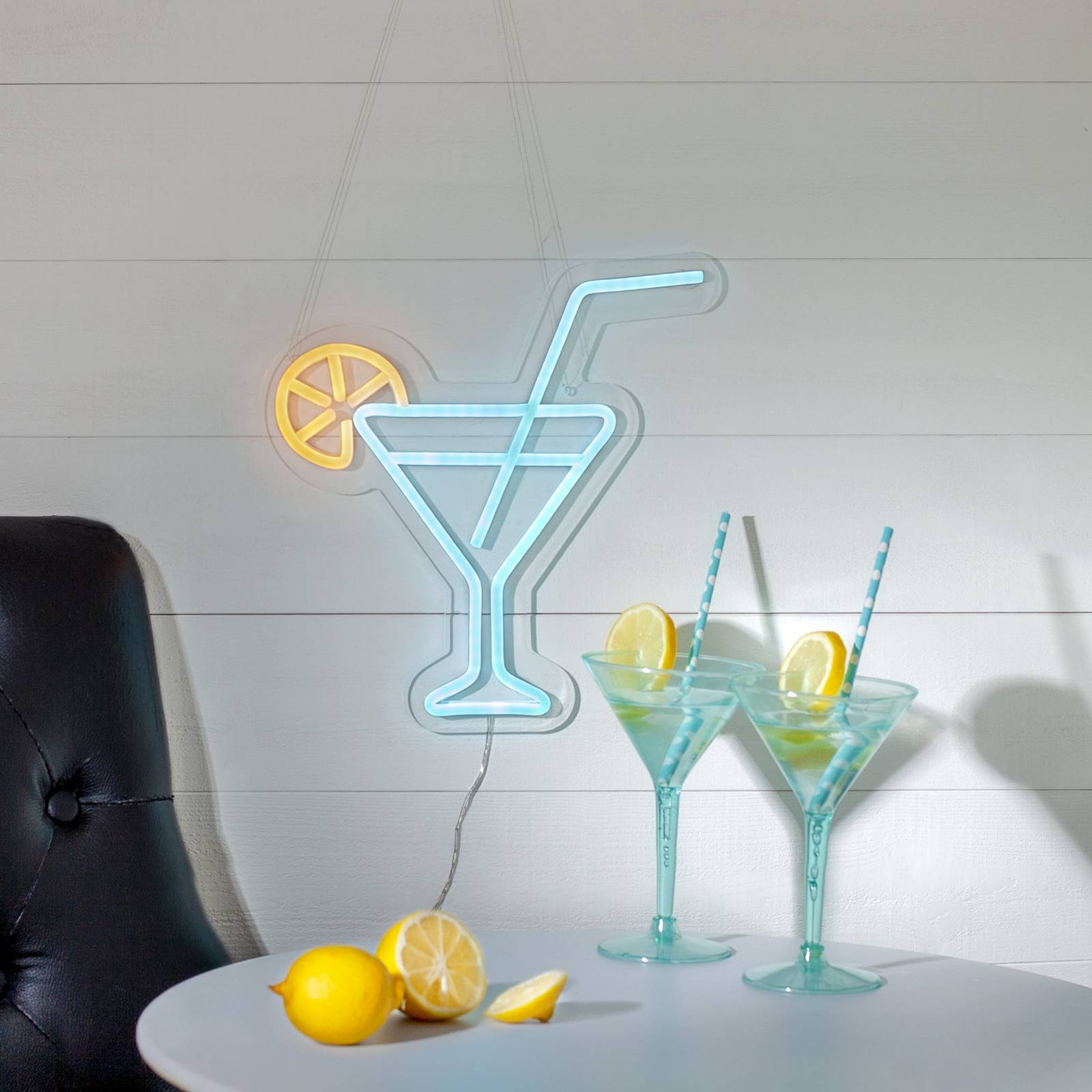 STAR TRADING LED wandlamp Plexy, oranje/blauw, cocktailglas, stekker