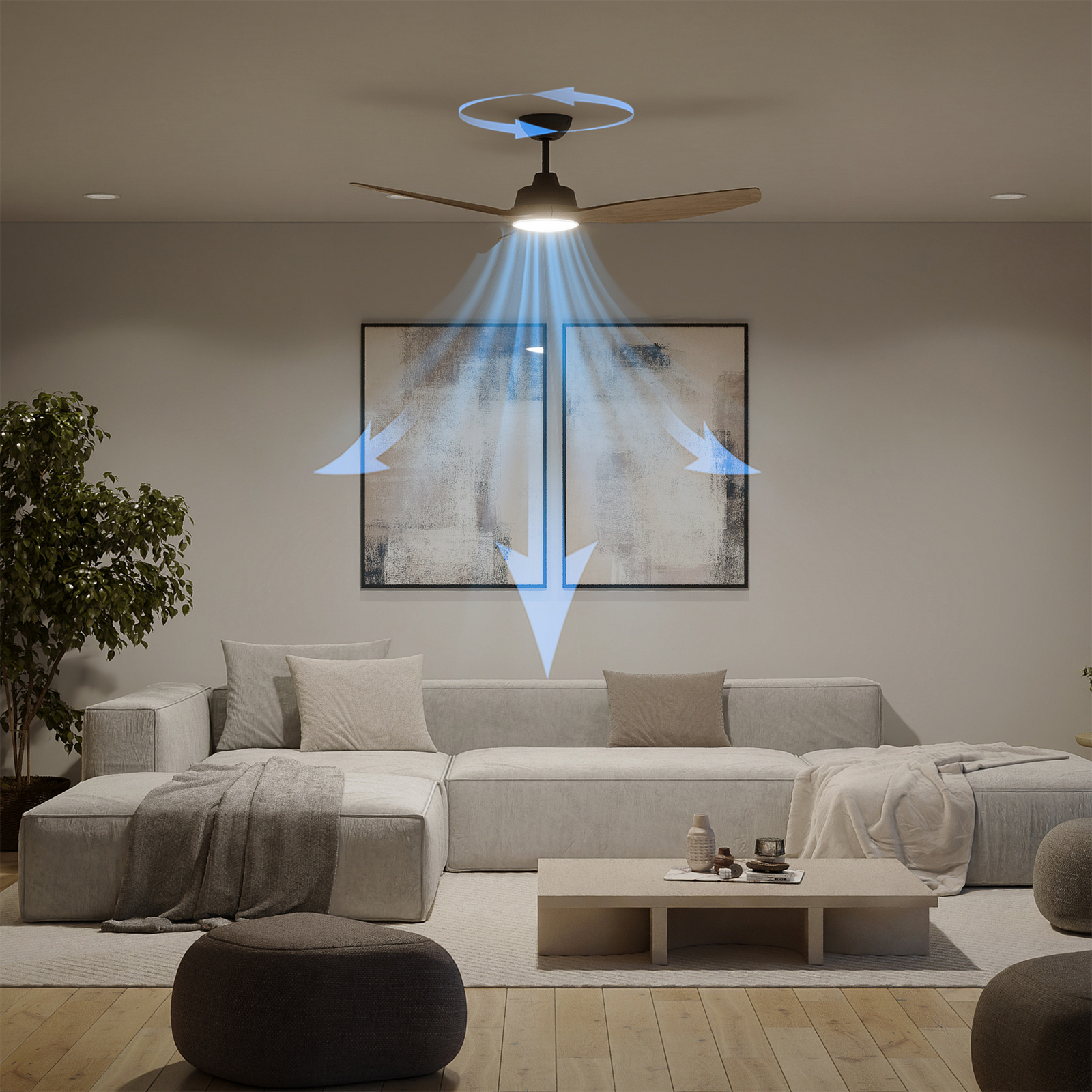 Wentylator LED Philips Olas, średnica 132 cm, brązowo-czarny, CCT