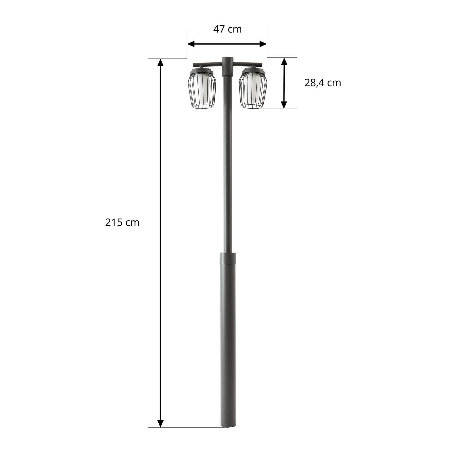 Lampa zewnętrzna Lucande Chandan, wysokość 215 cm, kolor antracytowy, 2-punktowa