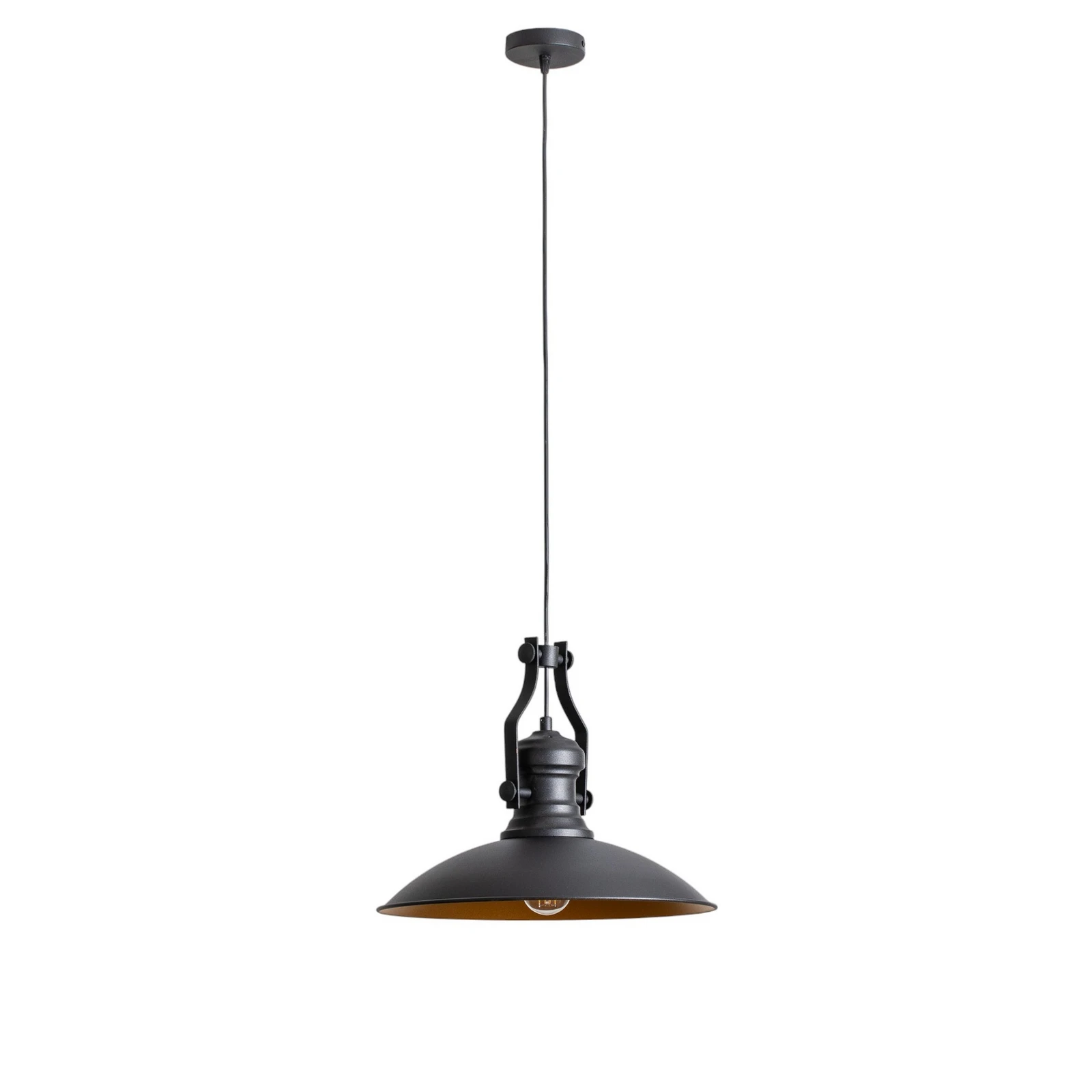 Závesné svetlo Fimda, čierne, Ø 41 cm, kov, E27