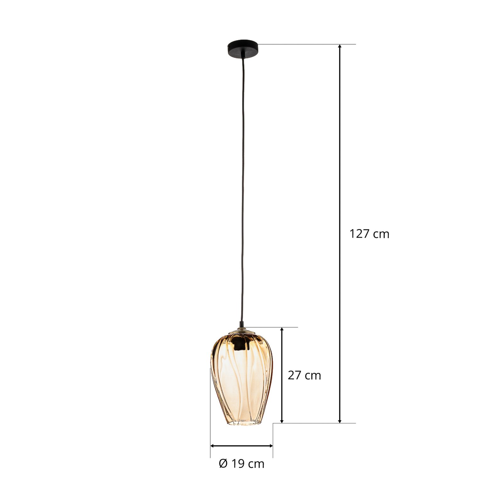 Závěsné svítidlo Linkeus I Skleněné stínidlo světle hnědé Ø 19cm