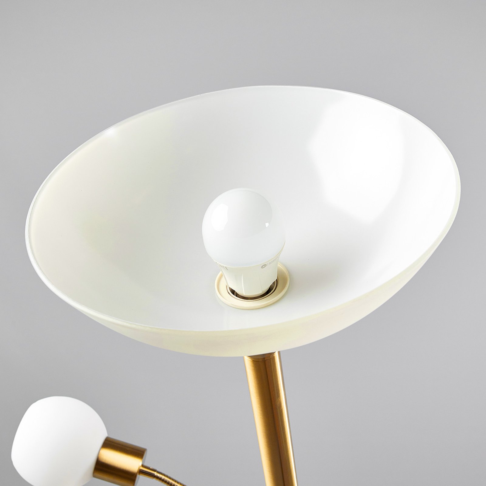 Elaina uplighter with a reading light, brass