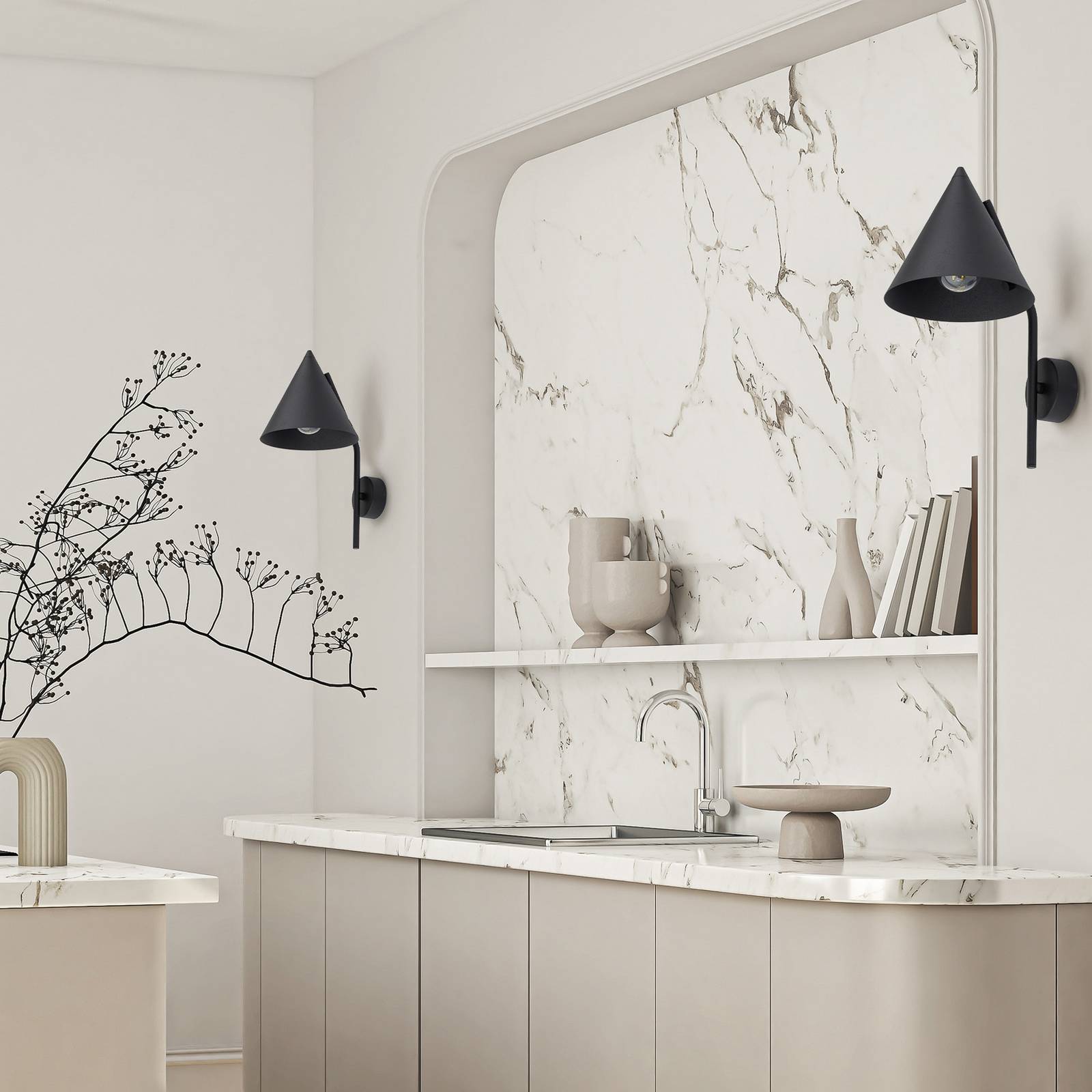 Wandleuchte Cono, 1-flammig, schwarz, E27 günstig online kaufen