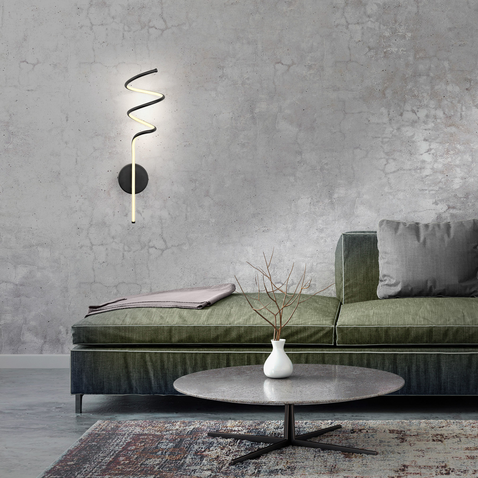 JUST LIGHT. LED-vegglampe Emanda, jern, svart