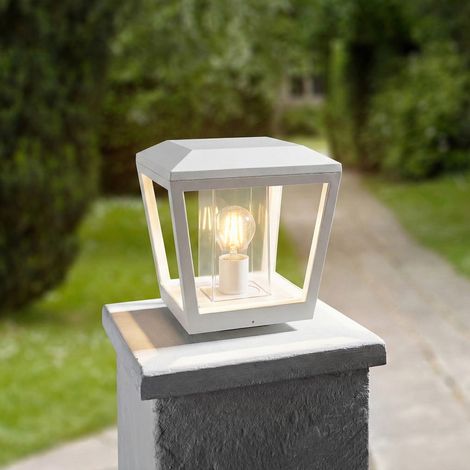 Lampă cu soclu Dunia, E27, albă, IP54, metal, 24 cm - Lucande