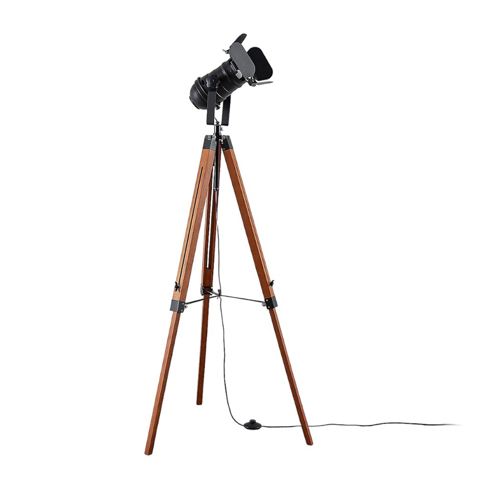 Hilma Gulvlampe Wood/Black - Lindby