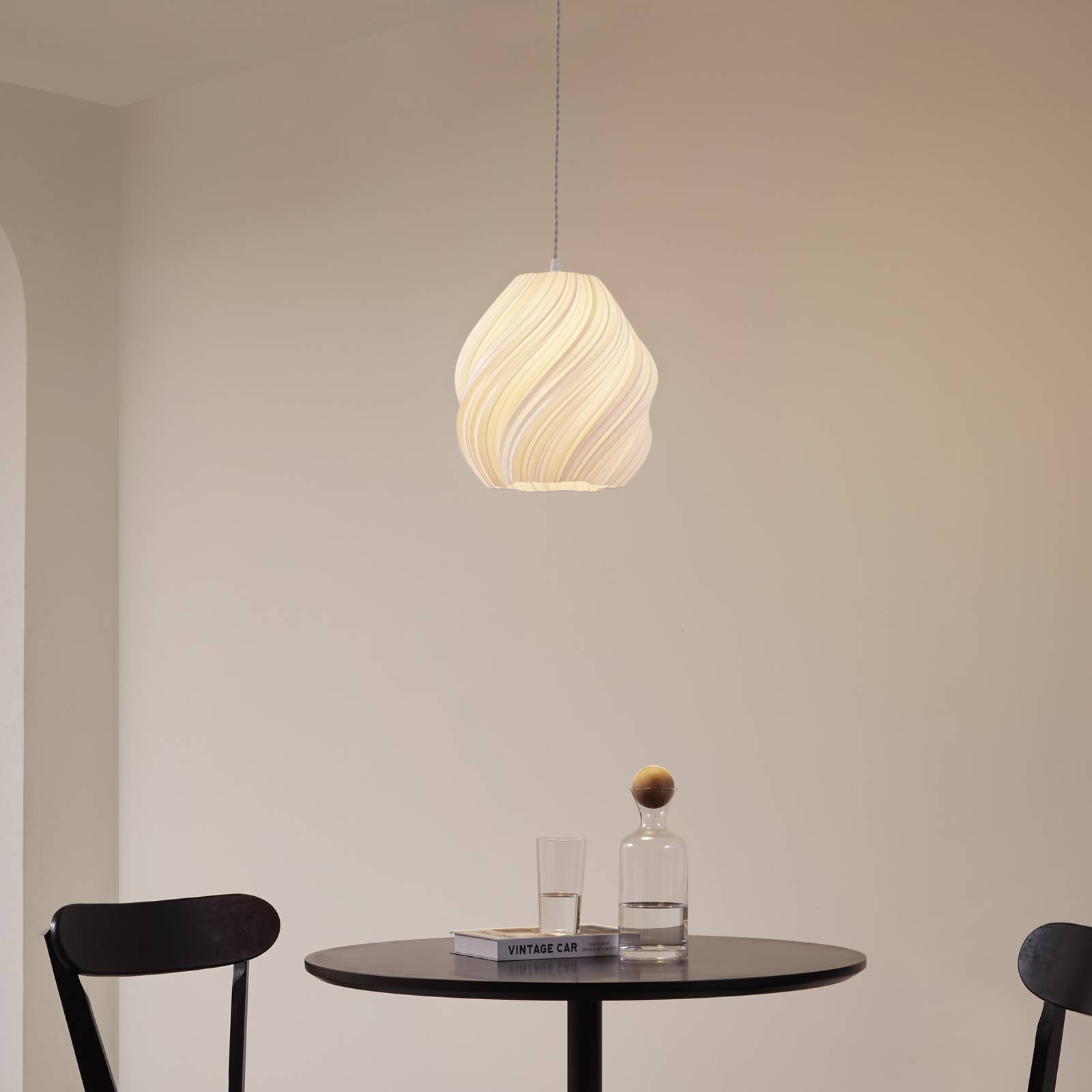Lindby Pendelleuchte Nuvia, Ø 30 cm, weiß, gedreht günstig online kaufen