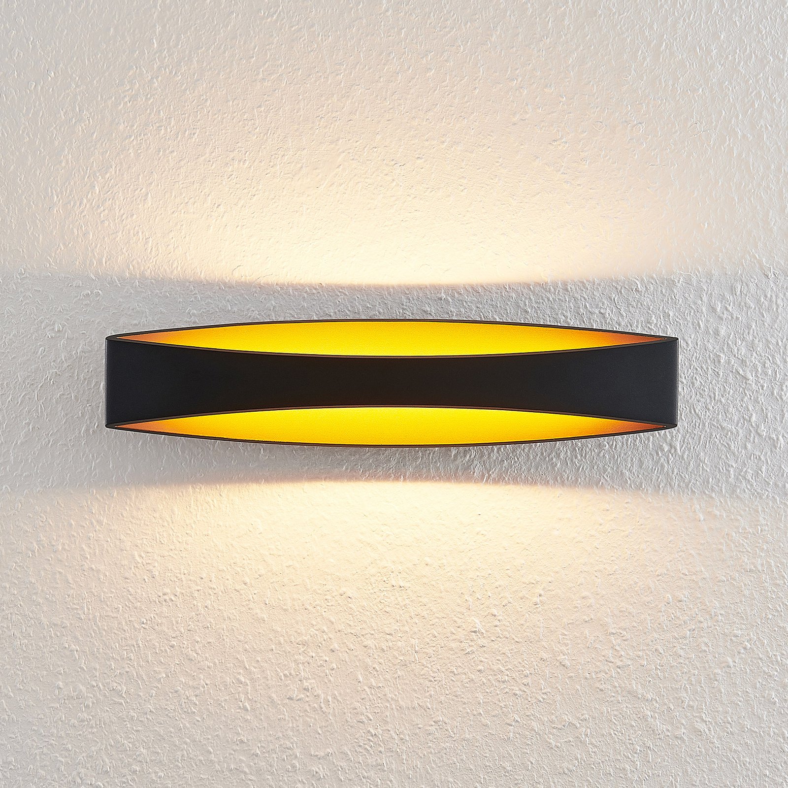 Arcchio Jelle LED wall light, 43.5 cm, black