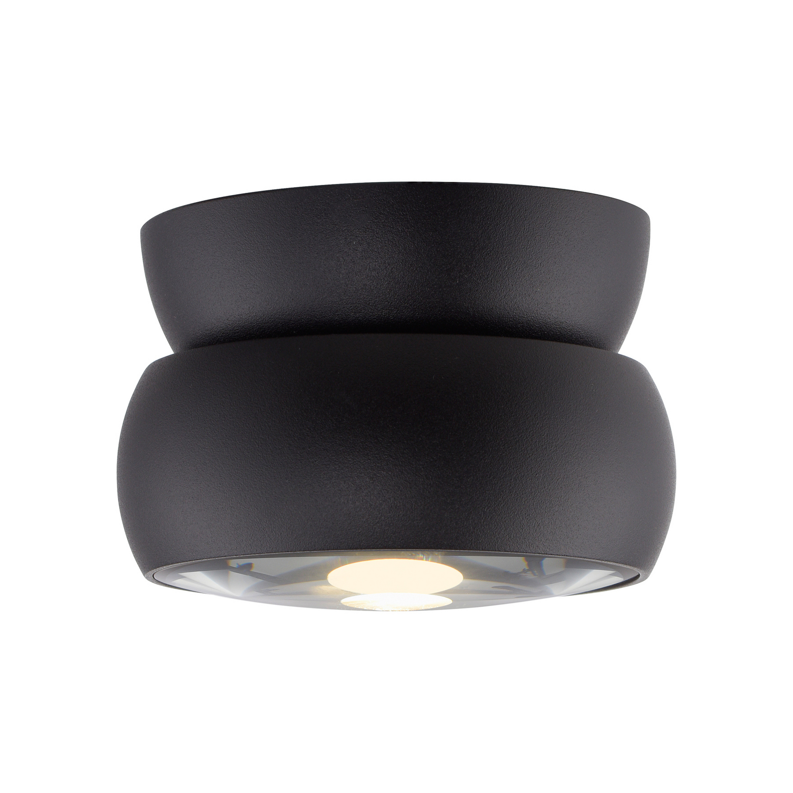 PURE LED тавански спот Move, черен, Ø 12 cm, метал/стъкло